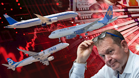 אורי סירקיס על רקע מטוסי אל על ארקיע וישראייר, צילום: יונתן זינדל, יוסי אלוני, פלאש 90